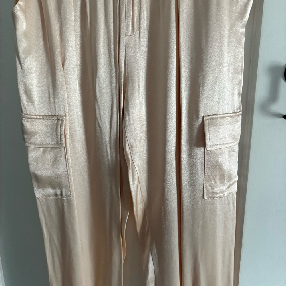 Elegant Cream Satin Pants